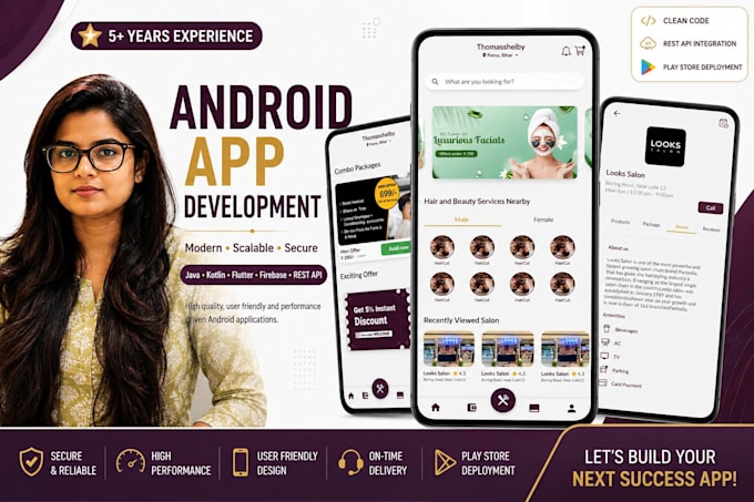 develop native android app using java, kotlin and flutter for cross platform