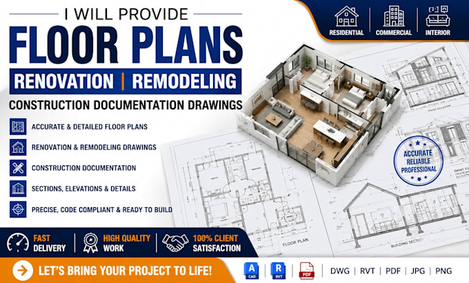 provide floor plans renovation remodeling construction documentation drawings