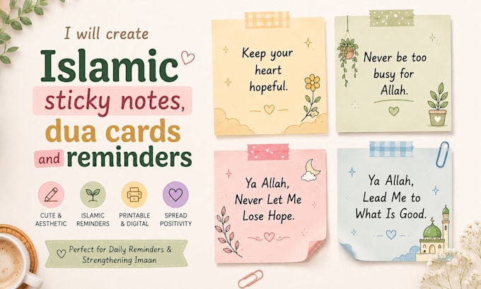 create custom islamic sticky notes, dua cards and reminders