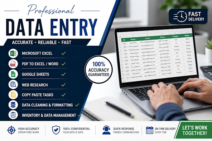 do accurate data entry, excel data entry, web research and copy paste