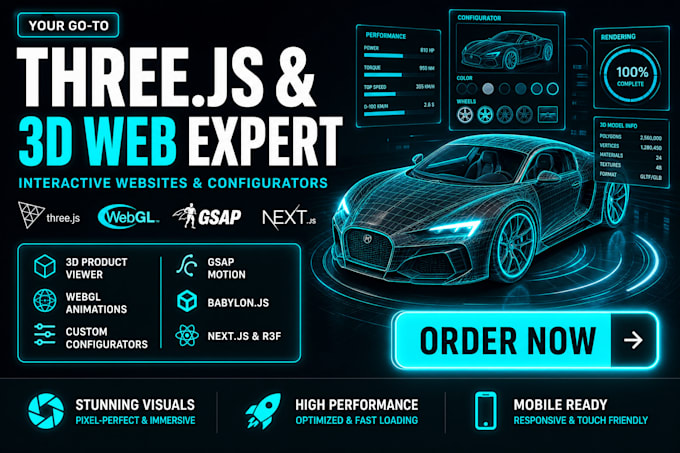 create 3d interactive website with threejs, gsap, webgl and product configuratio