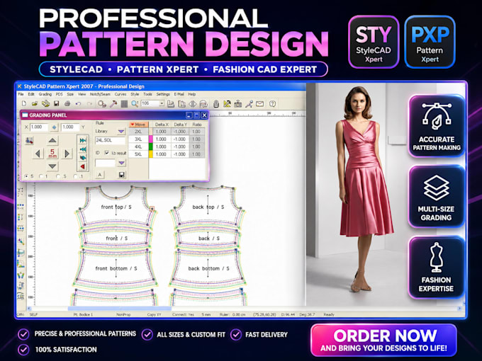 be your sewing pattern maker for digital sewing, garment grading, pattern sketch