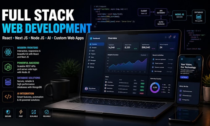 develop a modern full stack web application using react node js