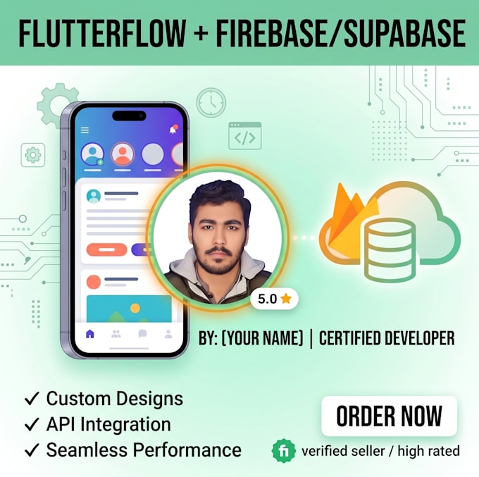 build your flutterflow app with secure firebase or supabase backend