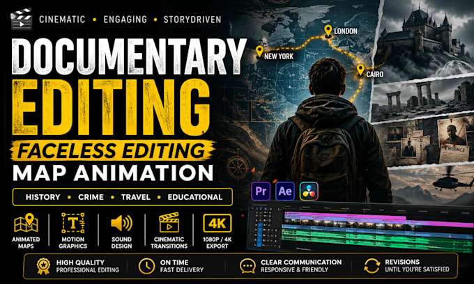 do youtube documentary video editing faceless video editing map animation