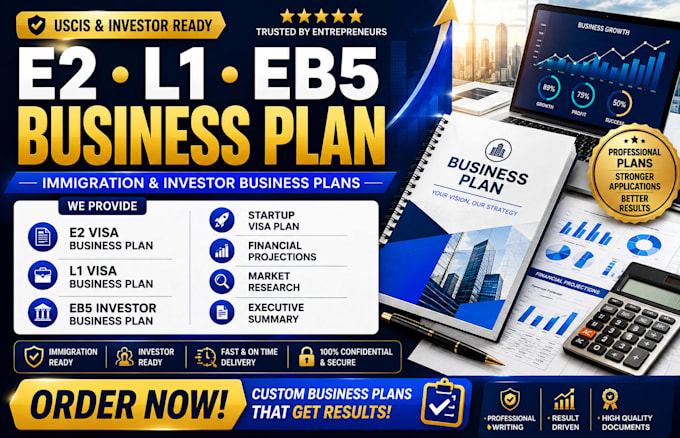 prepare a business plan for e2, l1, eb5 and startup visas
