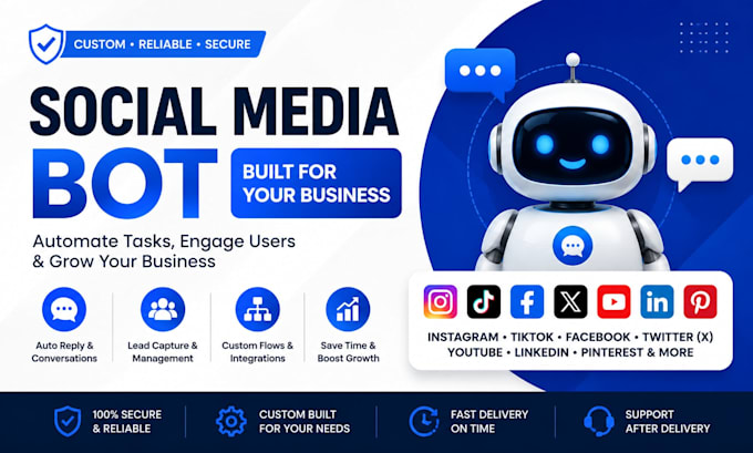 custom social media bot, telegram bot, youtube bot, instagram bot