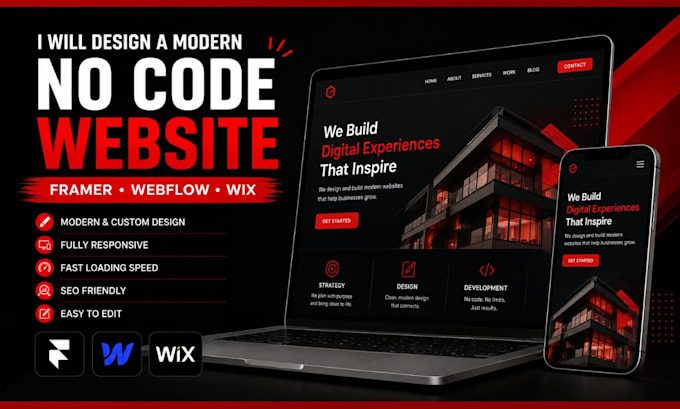 design a framer, webflow or wix website, figma to website
