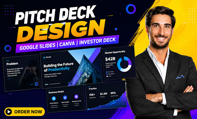 design goggle slide canva slide, or investor pitch deck for startup presentation