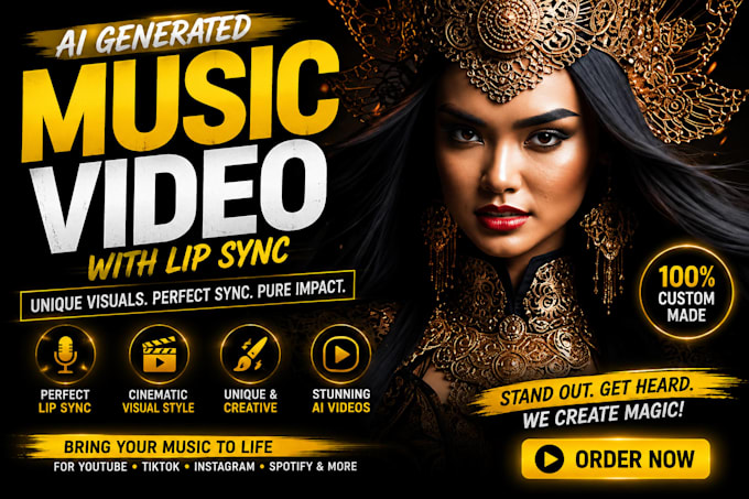create unique ai generated music video with lip sync and  visual style for you