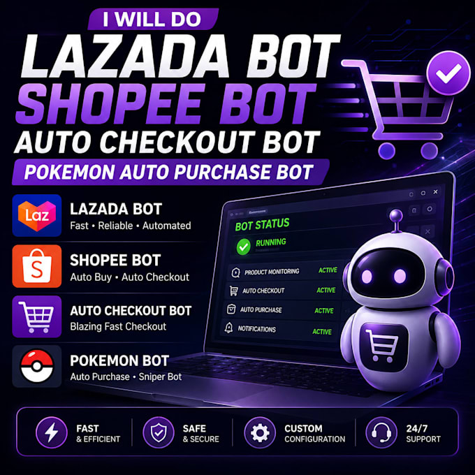 do lazada bot, shopee bot, auto checkout bot, pokemon bot auto purchase bot