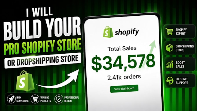 build your pro shopify store or dropshipping ecommerce store