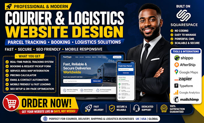 build courier website parcel tracking website squarespace website