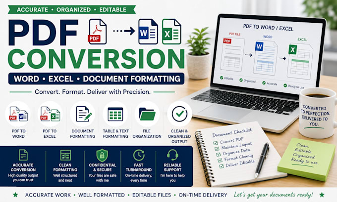 convert PDF to word or excel and format documents
