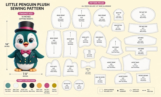 create a professional plush sewing pattern for your plush toy