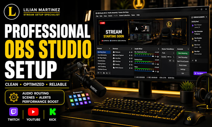 configure obs studio with scenes audio alerts and overlays