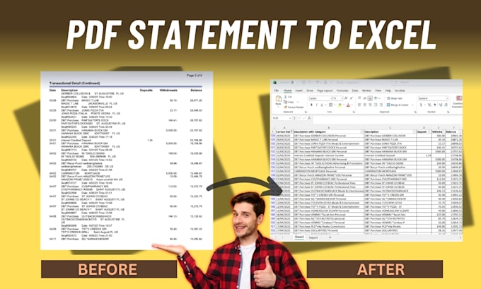 convert PDF bank statements to excel or CSV