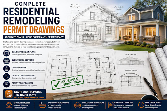 create complete residential remodeling permit drawings