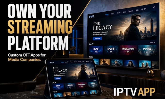 develop iptv app, ott app, streaming app, android TV app and smart TV app