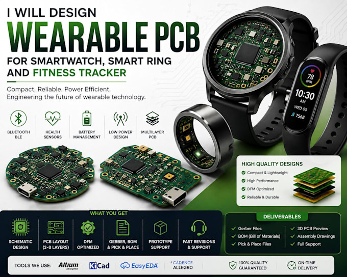 do wearable pcb for smartwatch, smart ring and fitness tracker