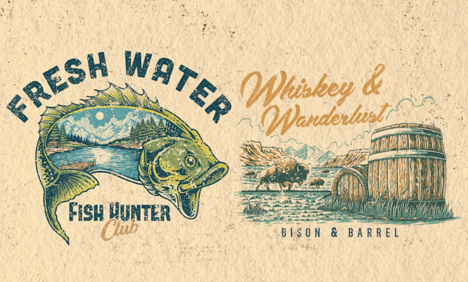 draw vintage badge logo design and retro emblem