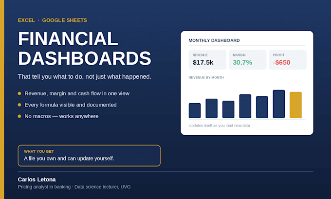 build a financial dashboard in excel or google sheets
