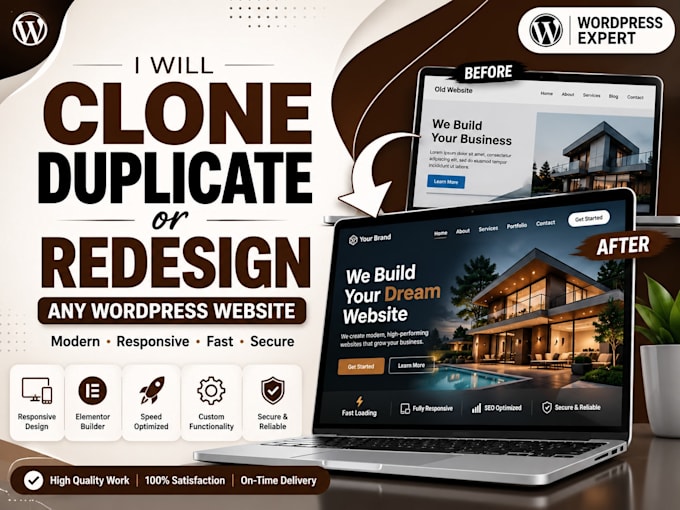 clone, duplicate or redesign any wordpress website