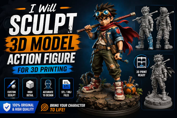 sculpt 3d model action figure for 3d printing