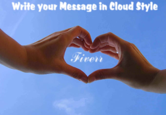 write your message in Clouds Inside Heart Using Hands