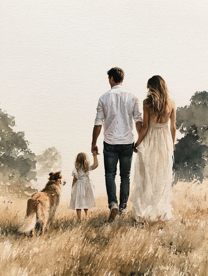 create a watercolor family portrait