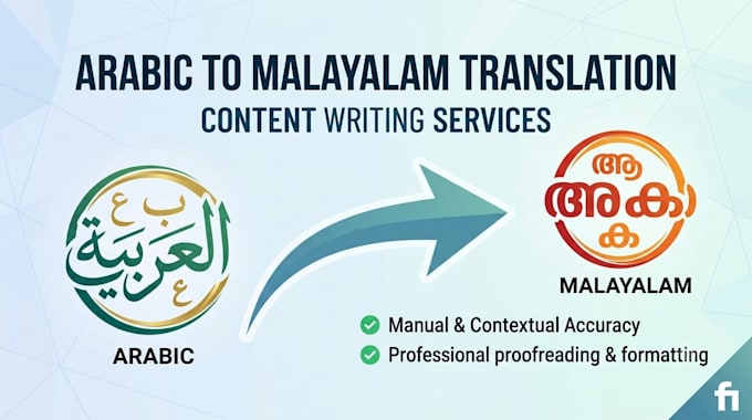 do arabic to malayalam translation and content writing