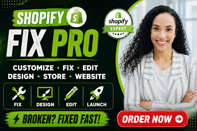 professionally customize fix shopify store edit and design shopify website