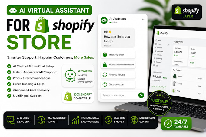 be your ai virtual assistant for shopify store management and customer support