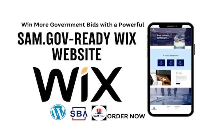 design wix government contract website for samgov bid, capability statement, rfp