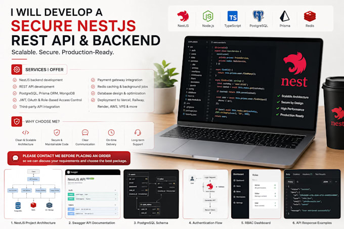 develop a secure nestjs rest API and backend