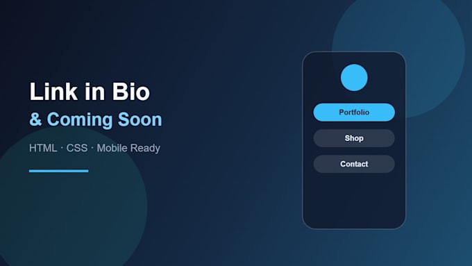 create a link in bio or coming soon page with HTML CSS