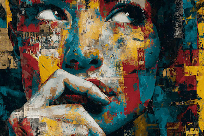paint expressive colorful abstract portrait