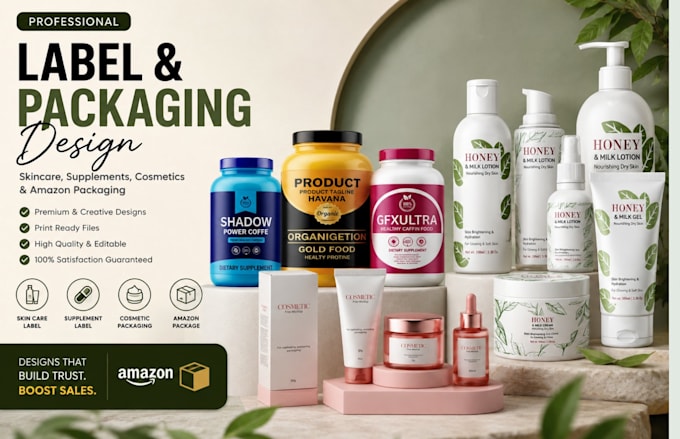 do skin care label, supplement label, cosmetic packaging, amazon package, mailer