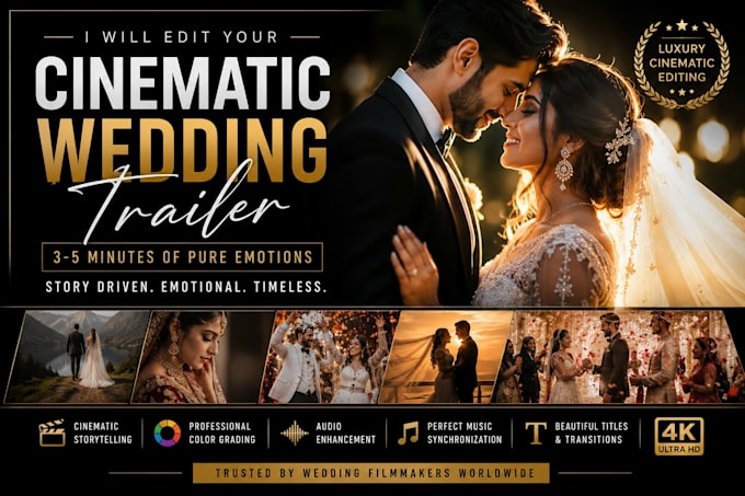 professionally edit a cinematic wedding trailer