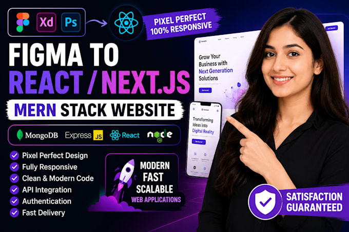 convert figma xd or PSD to react next js mern website with tailwind