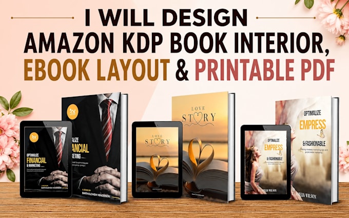 design amazon KDP book interior, ebook layout and printable PDF