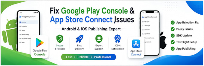 fix google play console and app store connect issues