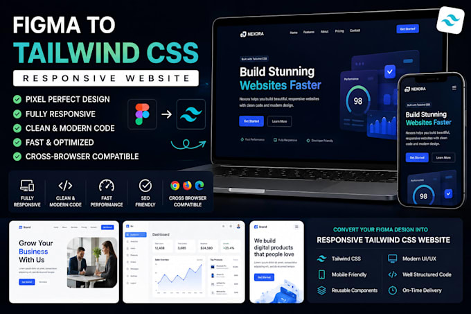 convert figma to responsive tailwind CSS website