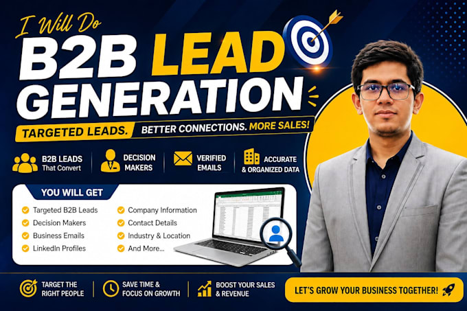 do b2b lead generation, verified email listing, and web research