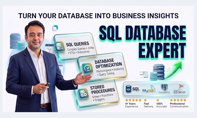 write sql queries, optimize databases, and fix sql errors