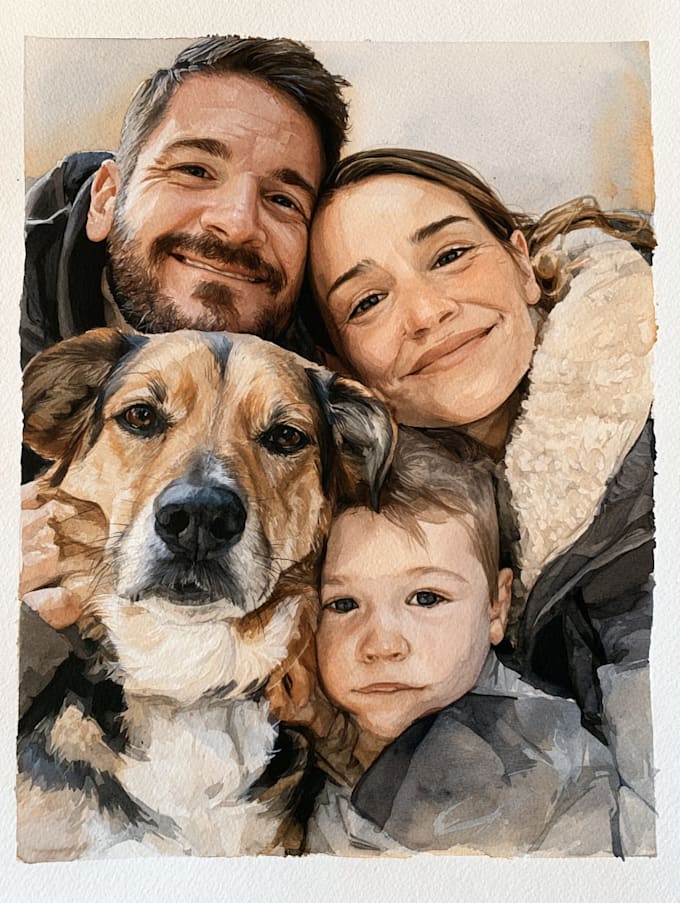 make watercolor family portrait