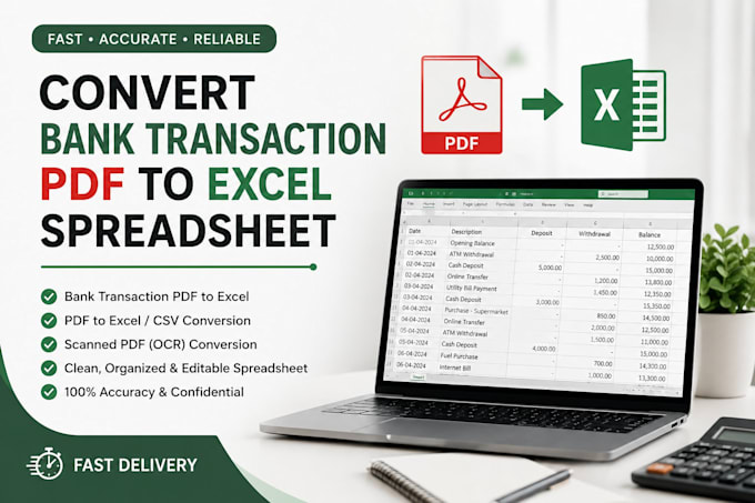 convert bank transaction PDF to excel spreadsheet