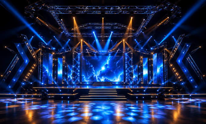create 3d stage lighting using unreal engine, stage show, 3d render, vj loop dmx