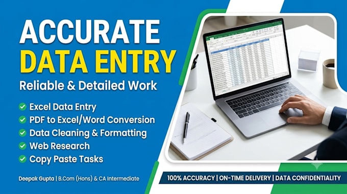 do accurate data entry,financial data cleaning,and excel spreadsheet