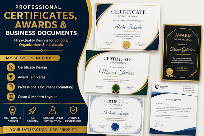 design professional certificates and documents